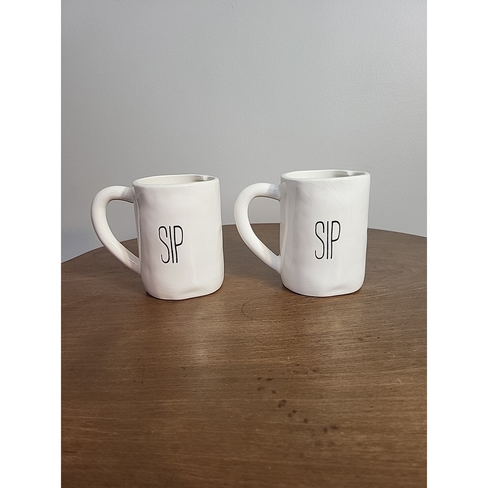 Mud Pie Guzzle Sip Mug Cup stoneware Set 2 . Used‎